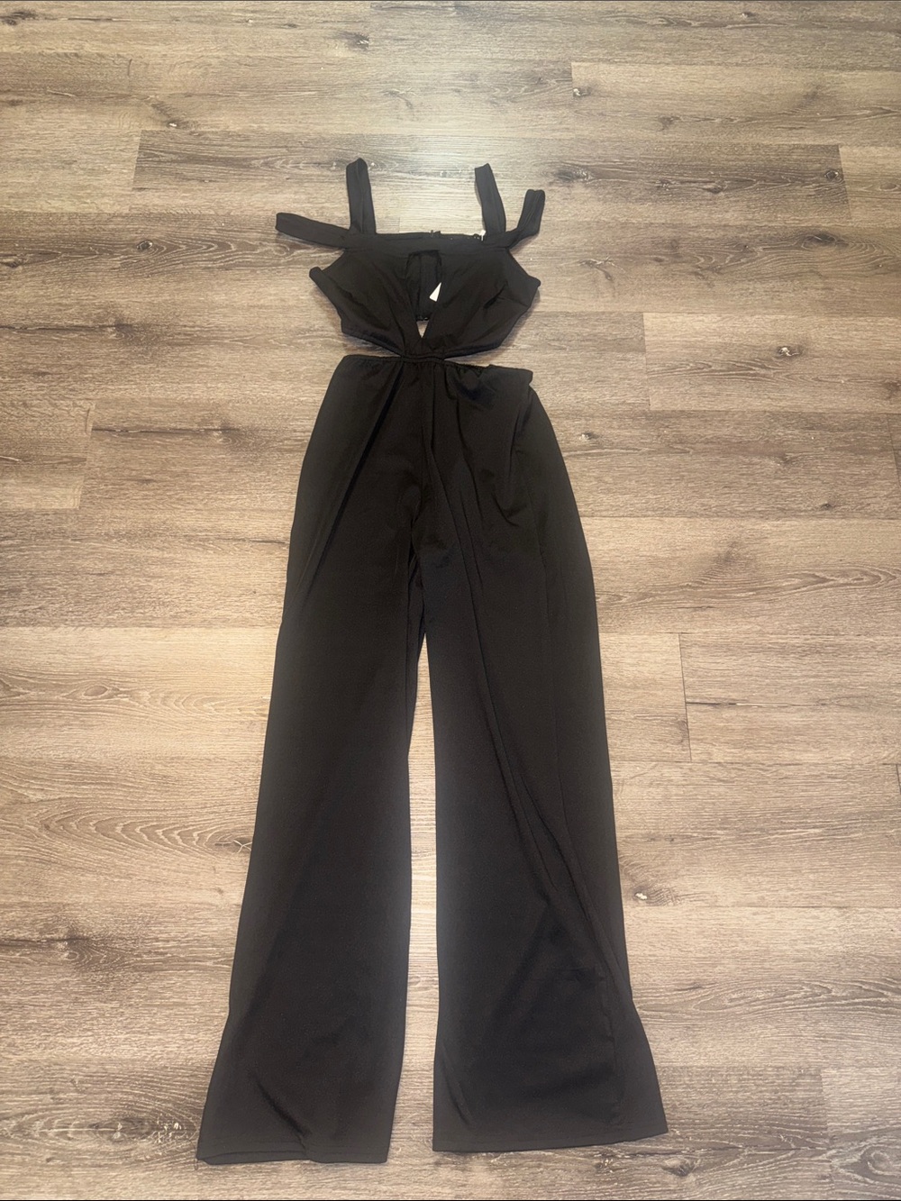 Loragal Black Cutout Wide-Leg Jumpsuit